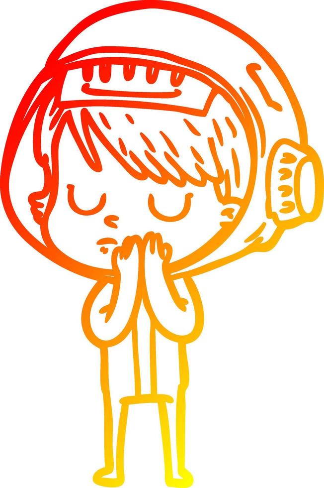 warm gradient line drawing cartoon astronaut woman vector