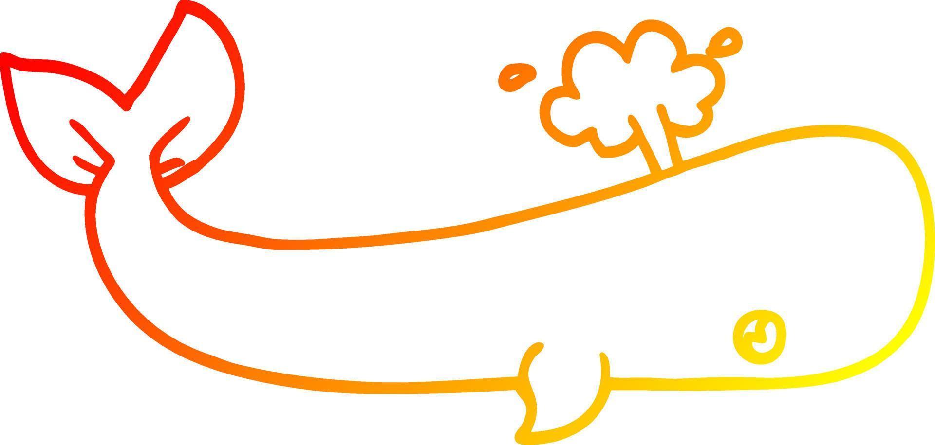 warm gradient line drawing cartoon sea whale vector