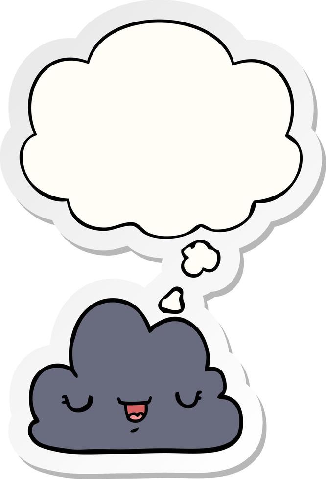 cute cartoon cloud and thought bubble as a printed sticker vector