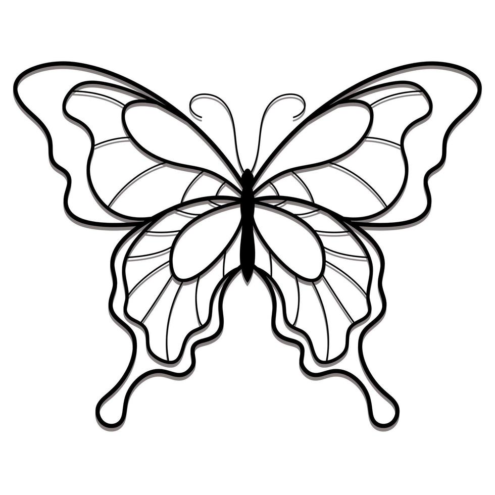 dibujo de contorno de mariposa para niños vector