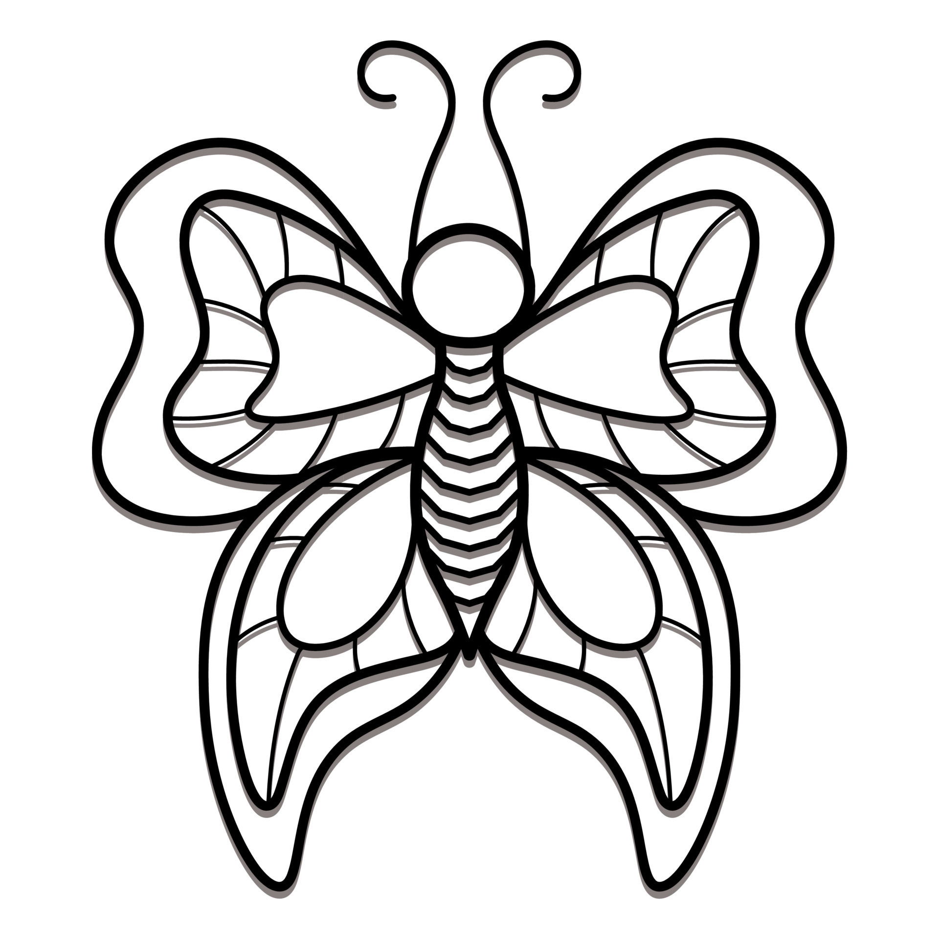 Coloring page with cartoon butterfly drawing kids Vector Image-omiya.com.vn
