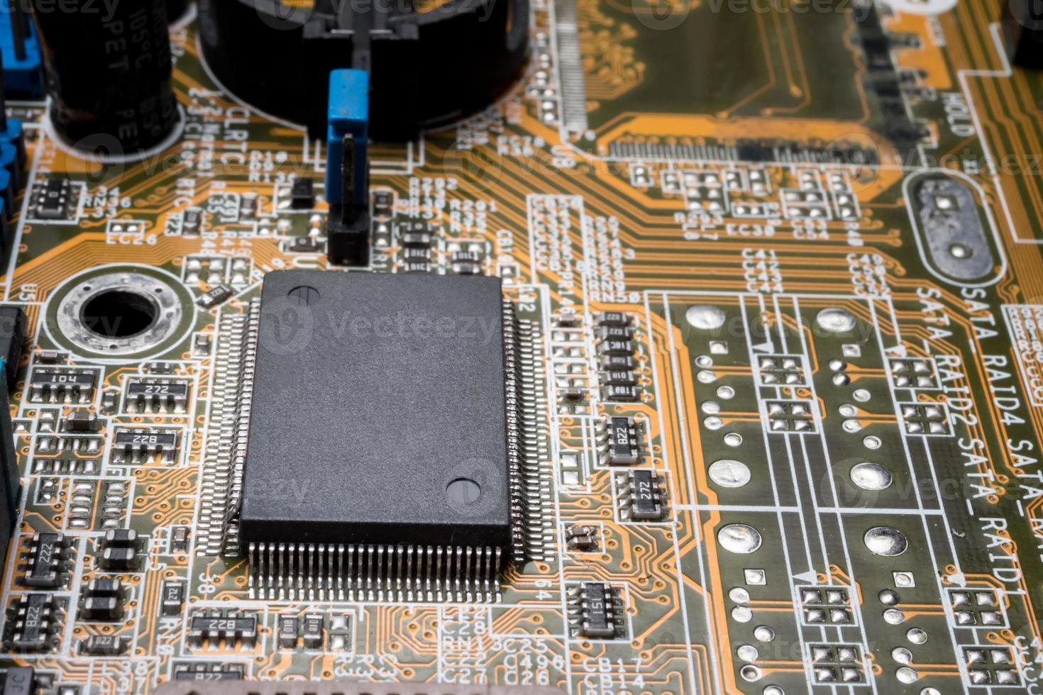 Computer circuit board, electronic technology background. photo