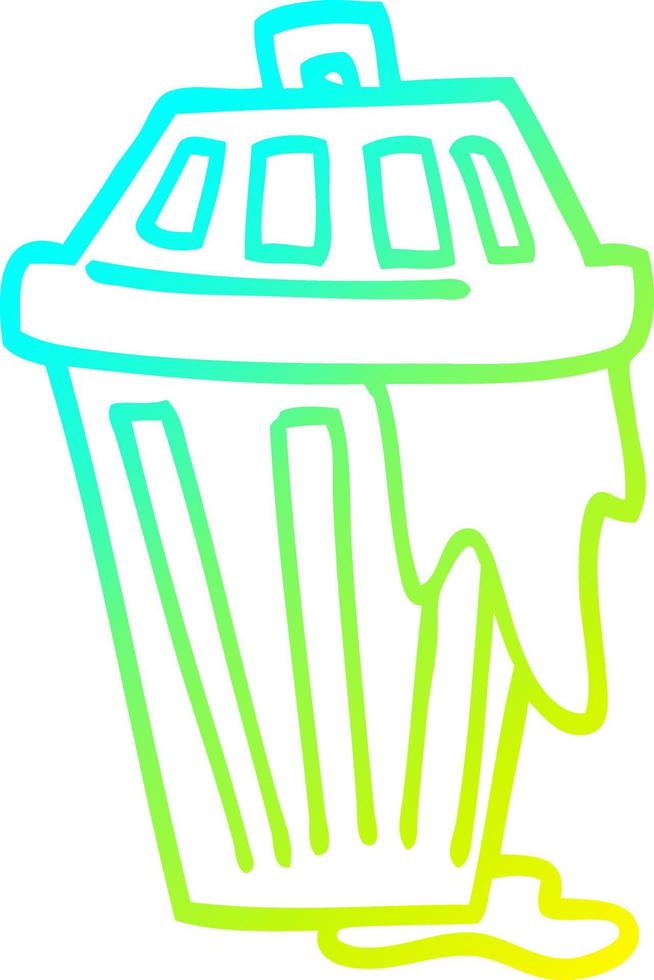 cold gradient line drawing cartoon waste bin vector