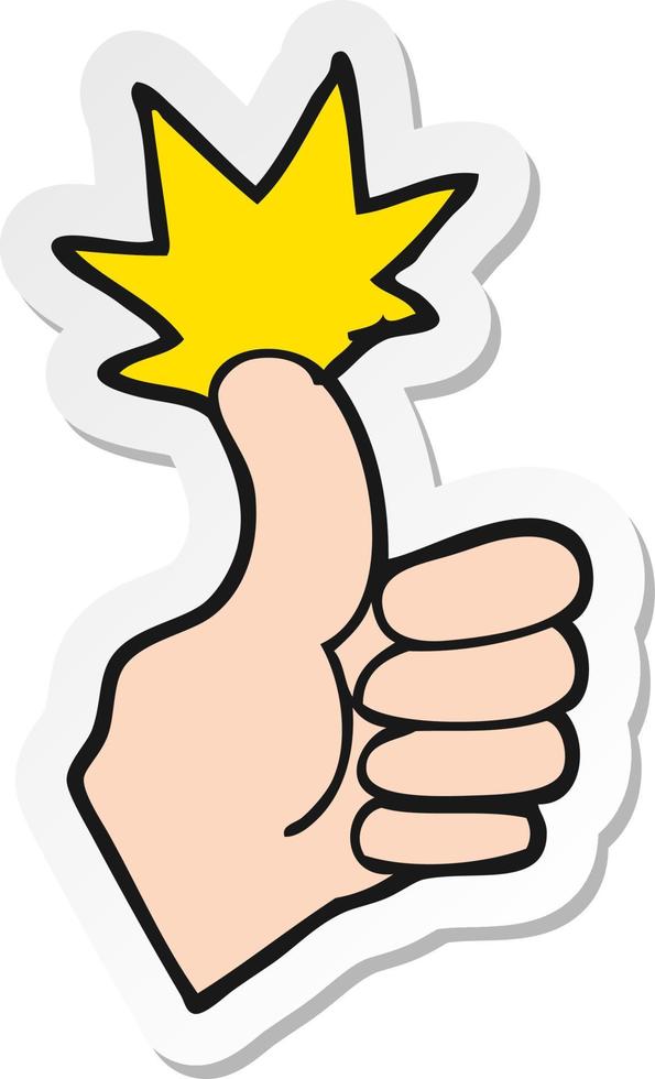 sticker of a cartoon thumbs up vector