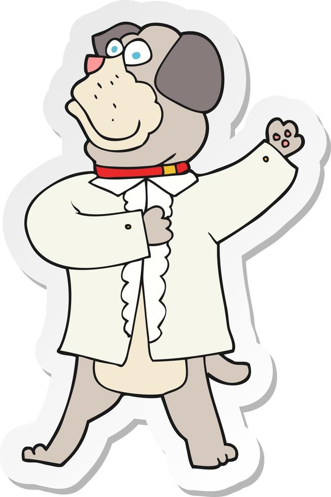 sticker of a cartoon dog in shirt vector