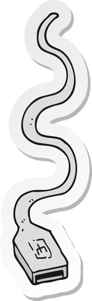 sticker of a cartoon usb cable vector