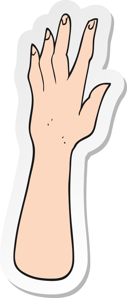 sticker of a cartoon hand vector
