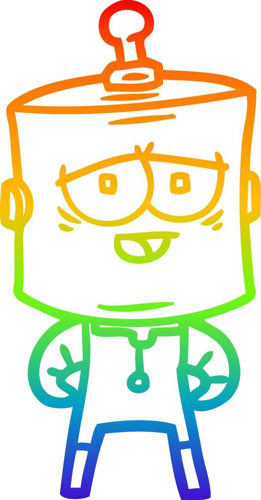 rainbow gradient line drawing cartoon robot vector