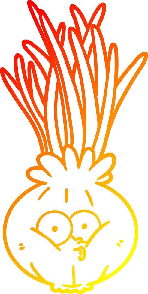 warm gradient line drawing cartoon onion vector