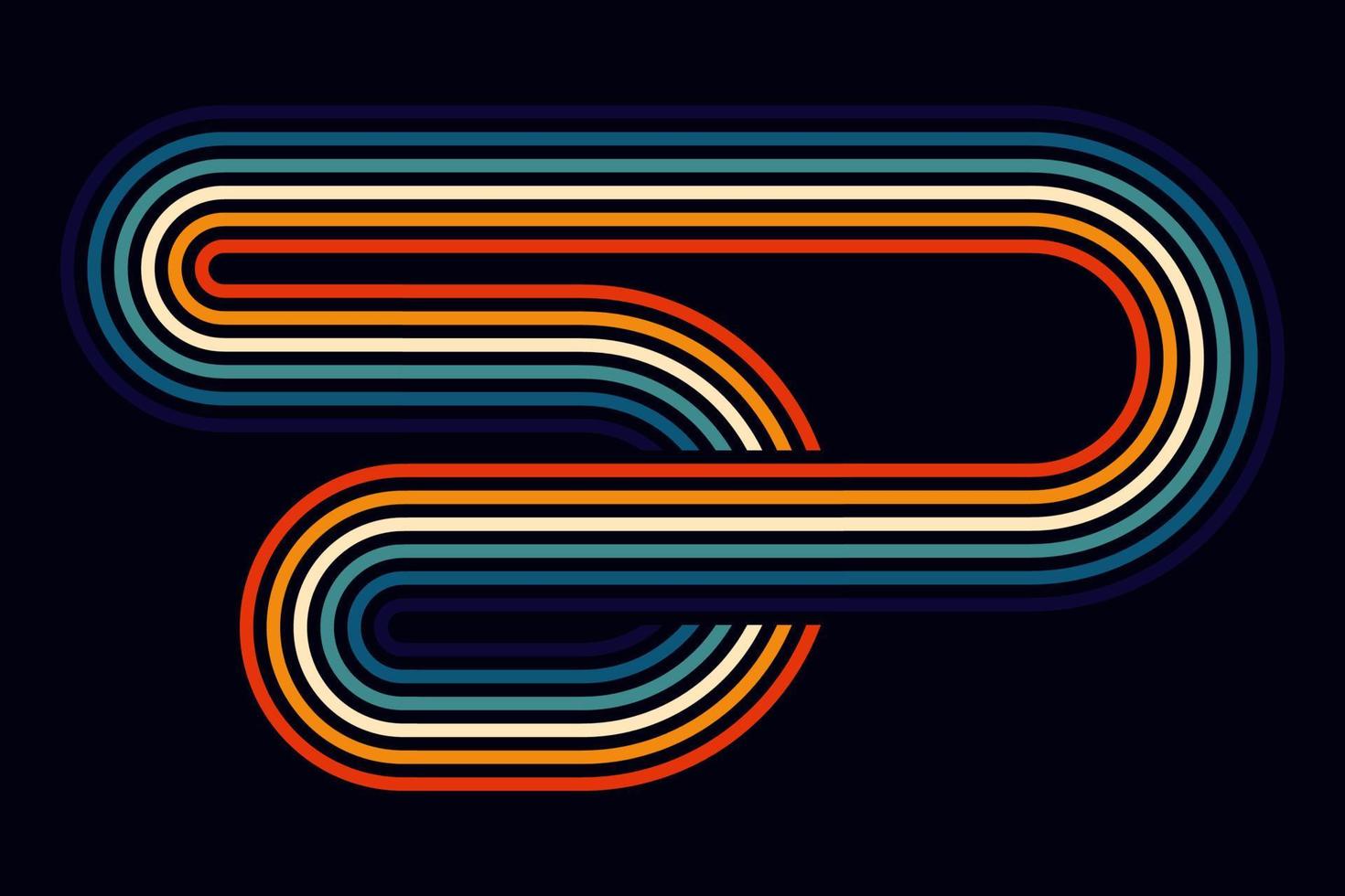 colorful rainbow retro vintage style rounded striped lines background vector