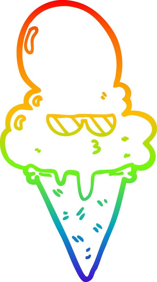 rainbow gradient line drawing cartoon cool ice cream vector