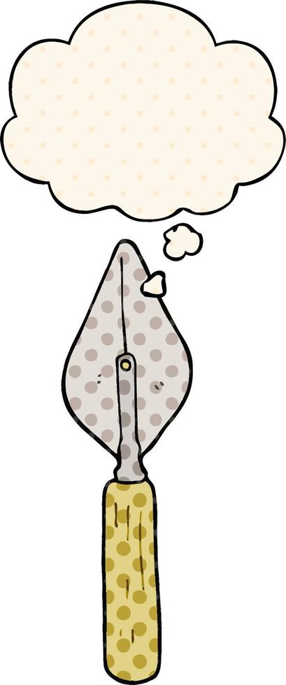 cartoon trowel and thought bubble in comic book style vector
