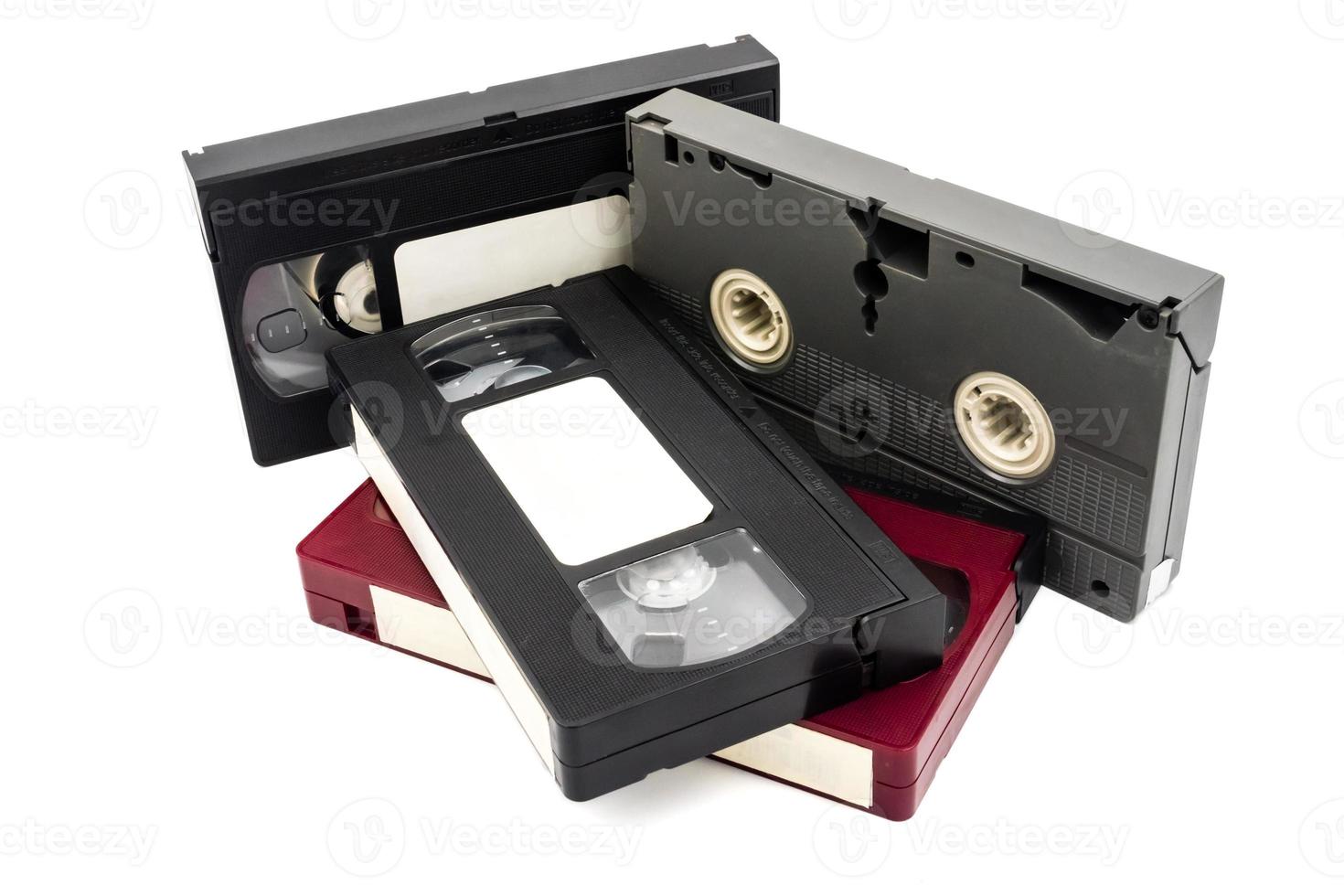 Video cassette tapes on white background. photo