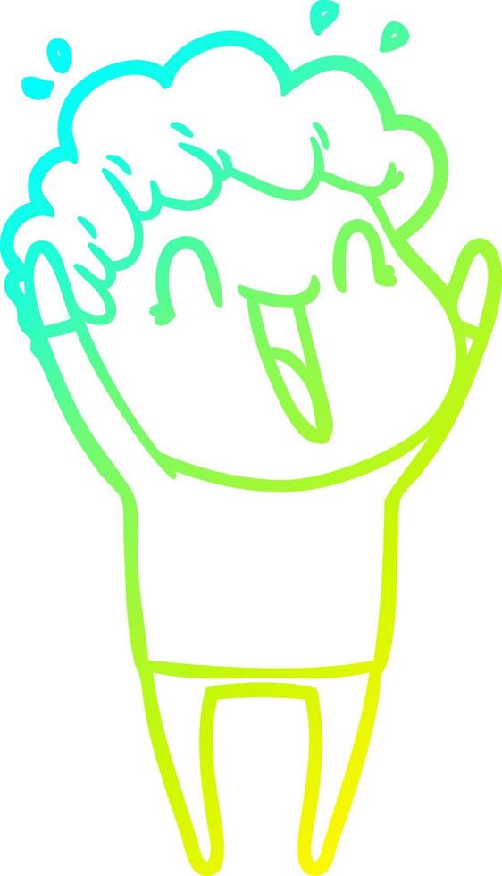cold gradient line drawing cartoon happy man vector