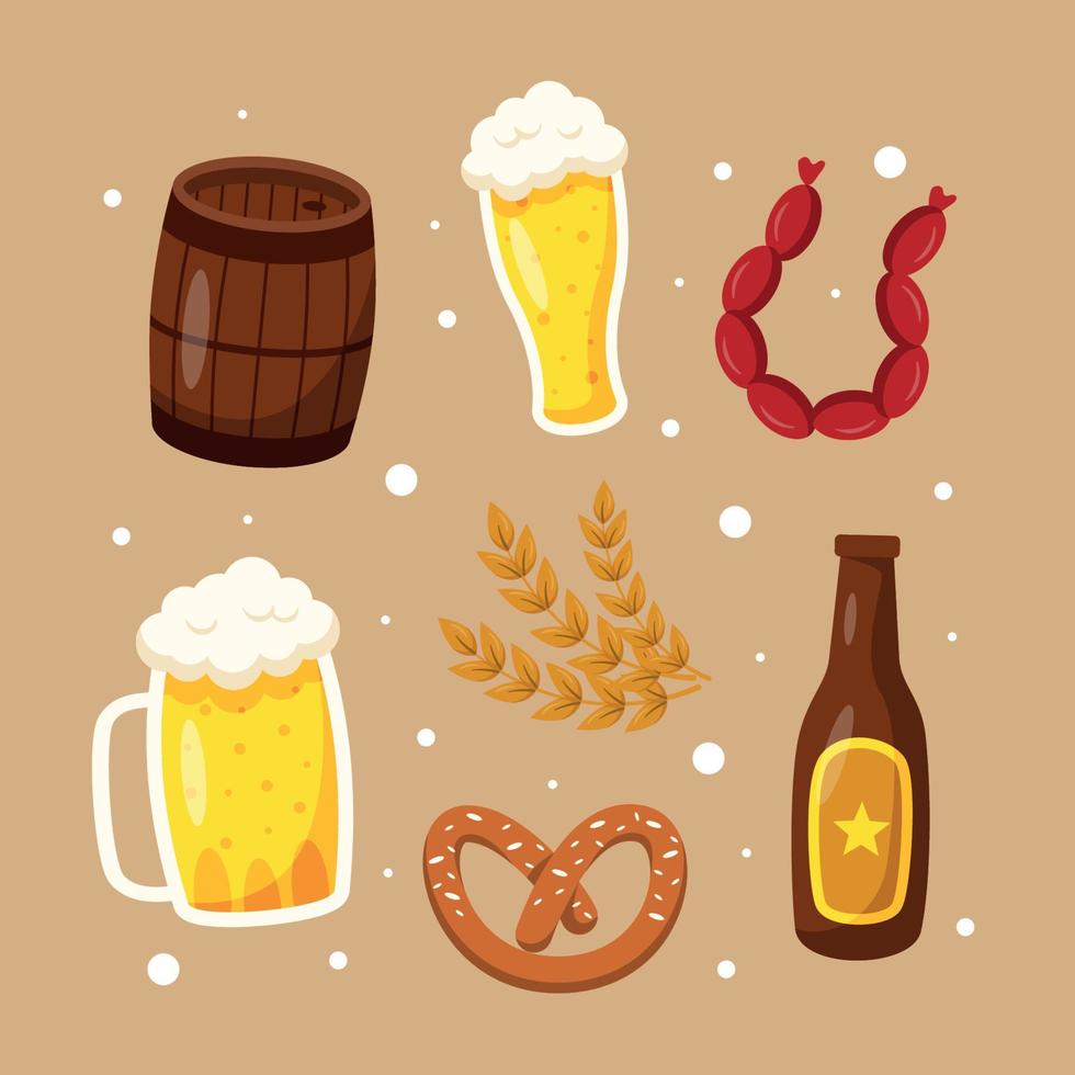 Oktoberfest Beer Cute Icon Set vector