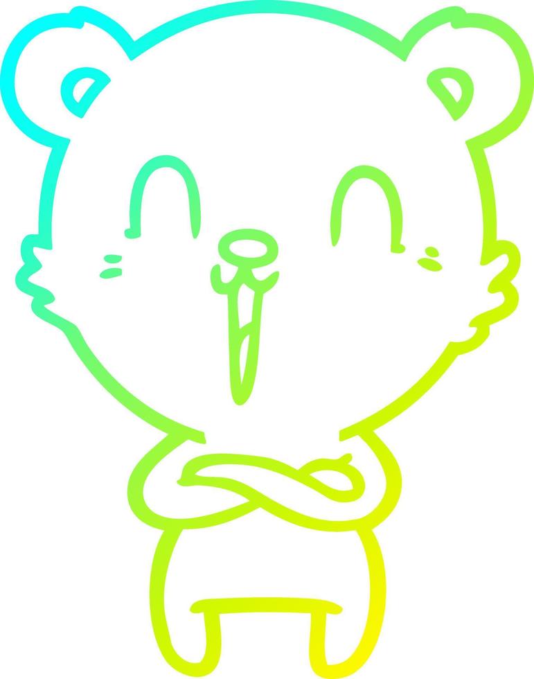 cold gradient line drawing happy cartoon bear vector