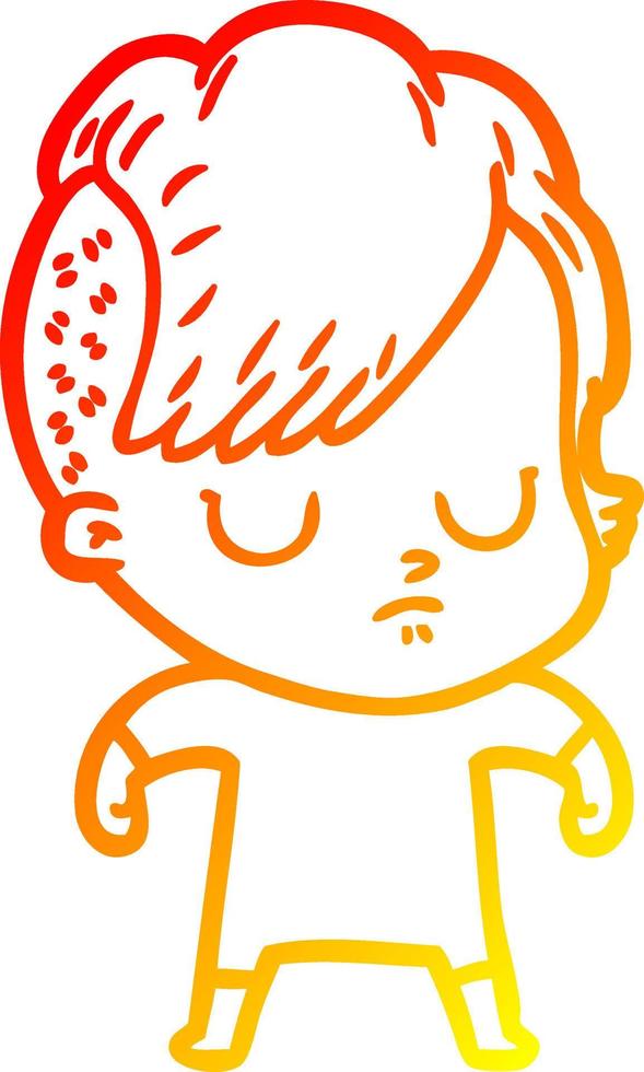 warm gradient line drawing cartoon woman vector