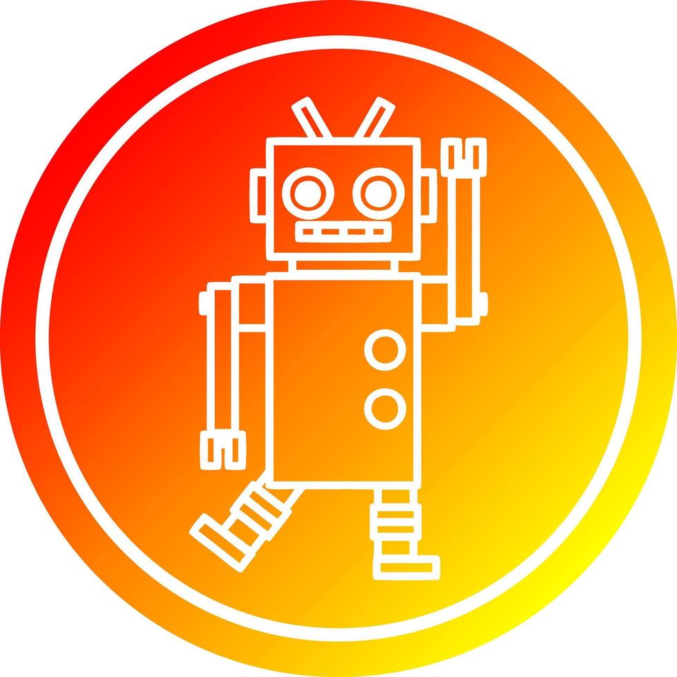 dancing robot circular in hot gradient spectrum vector