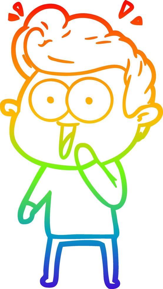 rainbow gradient line drawing cartoon man vector