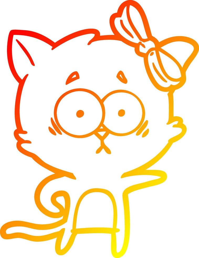 warm gradient line drawing cartoon cat vector