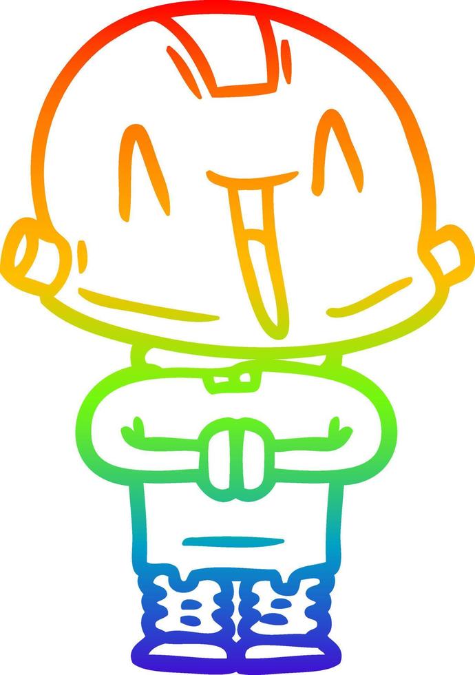 rainbow gradient line drawing cartoon robot vector