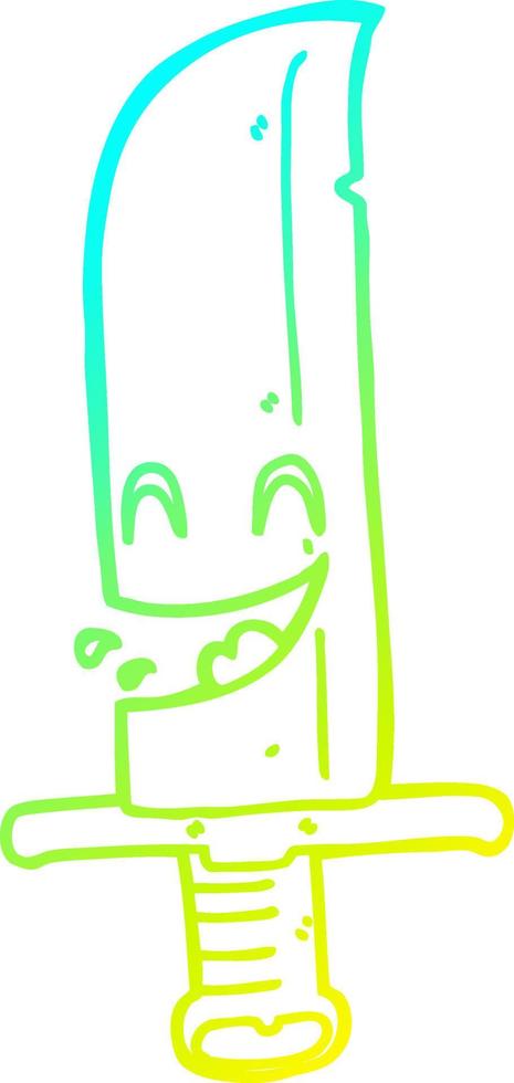 cold gradient line drawing cartoon laughing knife vector