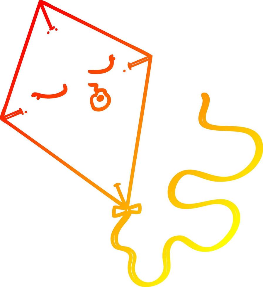warm gradient line drawing cartoon kite vector
