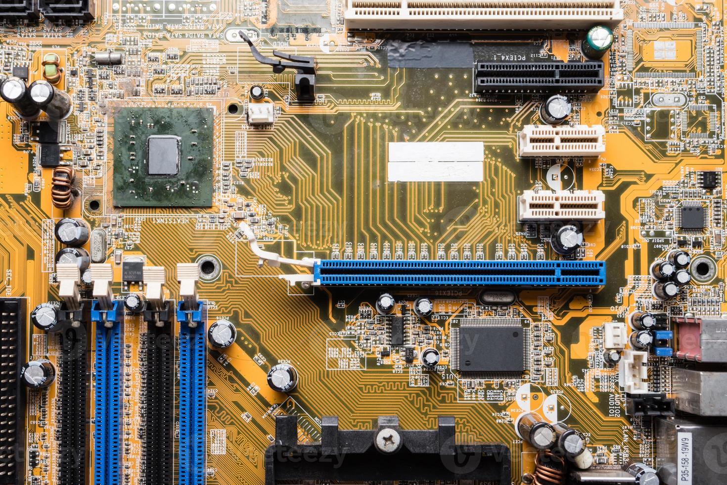 Computer circuit board, electronic technology background. photo