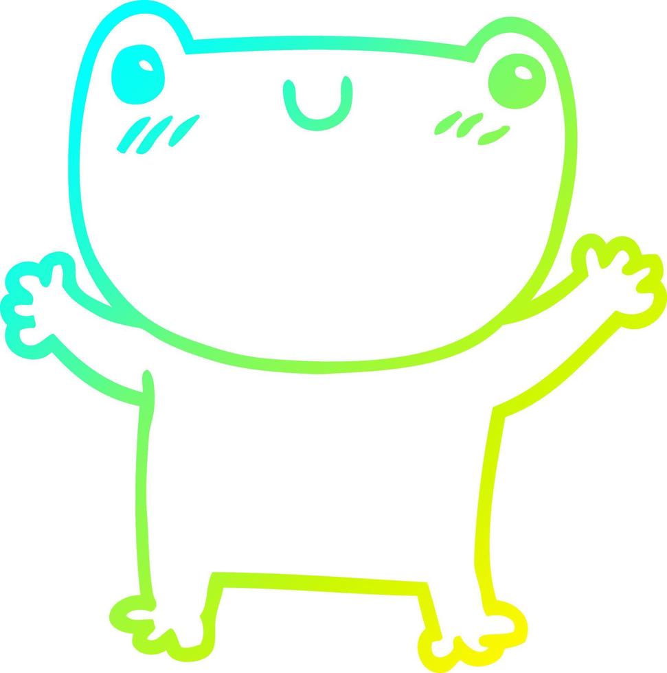 cold gradient line drawing cartoon frog vector