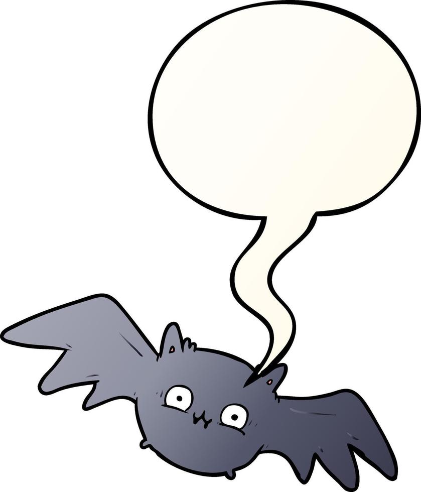 dibujos animados vampiro murciélago de halloween y burbuja de habla en estilo degradado suave vector