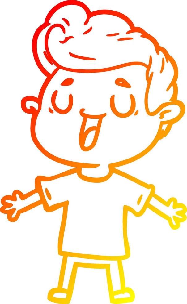 warm gradient line drawing happy cartoon man vector