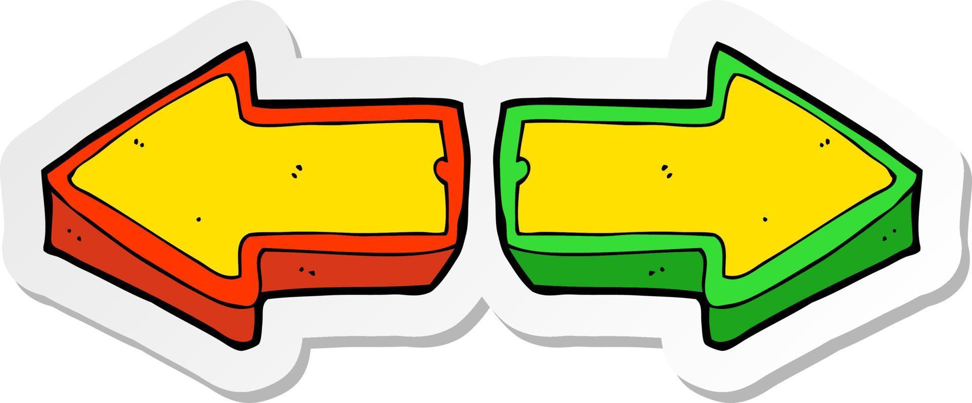 sticker of a cartoon direction arrows vector