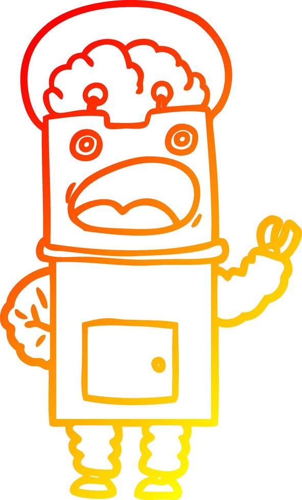 warm gradient line drawing cartoon robot vector