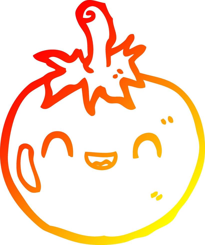 warm gradient line drawing cute cartoon tomato vector