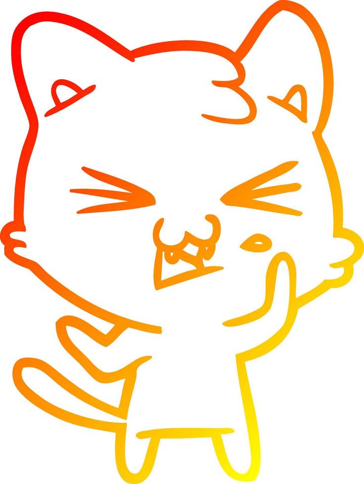 warm gradient line drawing cartoon cat vector