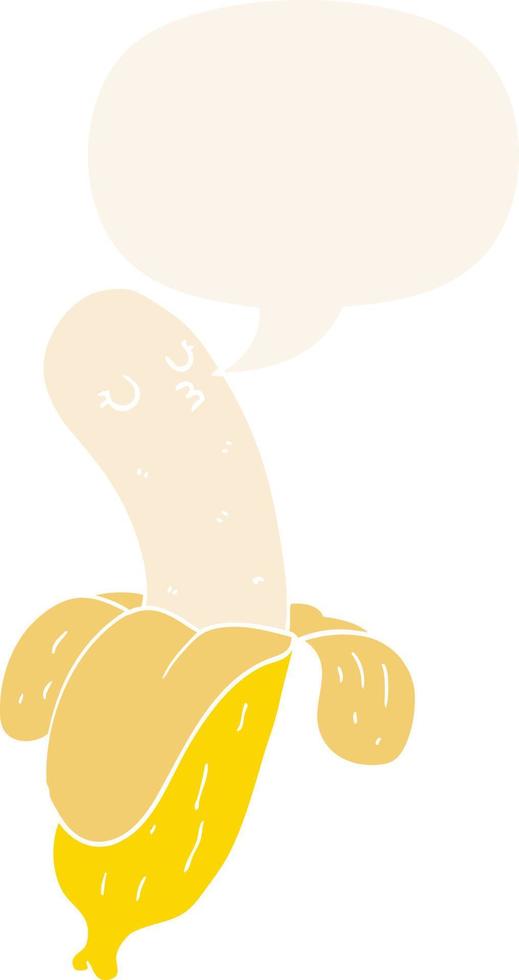 caricatura, plátano, y, discurso, burbuja, en, estilo retro vector