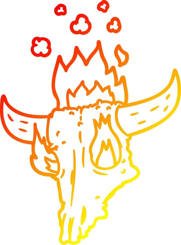 warm gradient line drawing spooky flaming animals skull cartoon vector