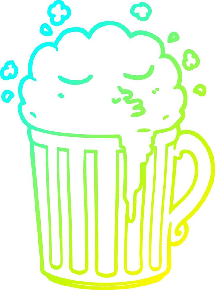 cold gradient line drawing cartoon mug of beer vector