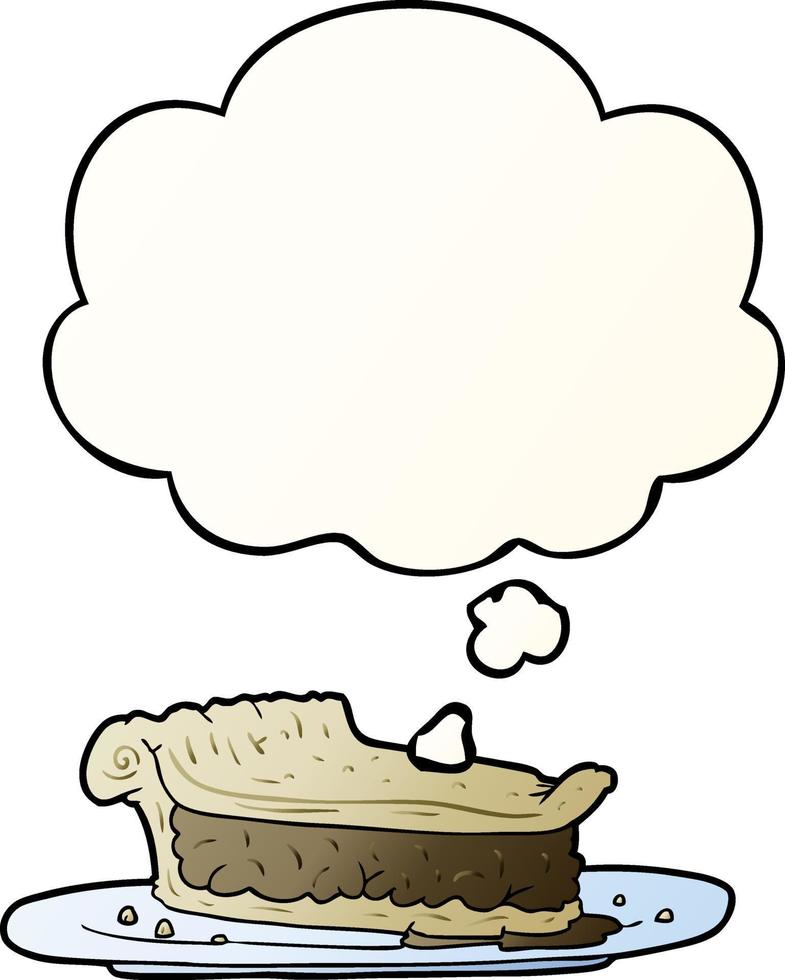 cartoon meat pie and thought bubble in smooth gradient style vector