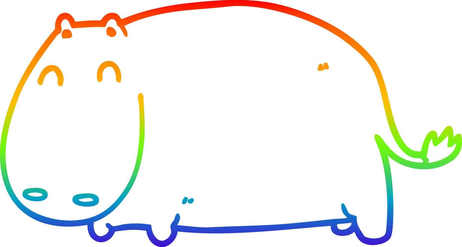 rainbow gradient line drawing cartoon hippo vector