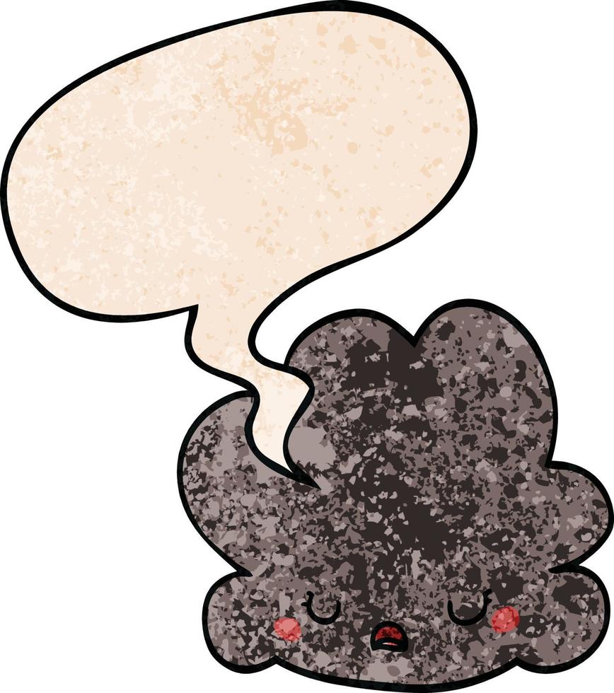 cartoon cloud and speech bubble in retro texture style vector