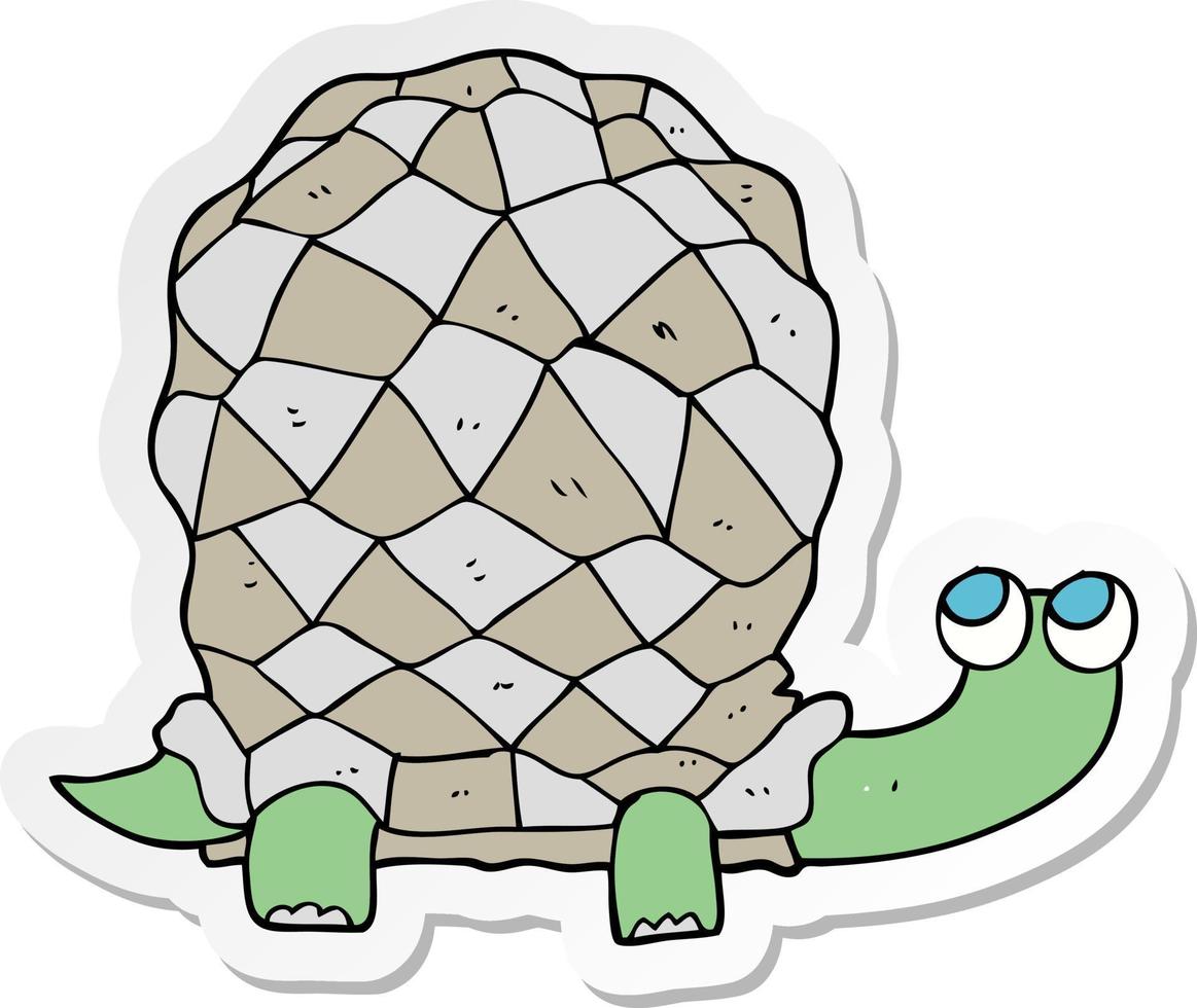 sticker of a cartoon tortoise vector