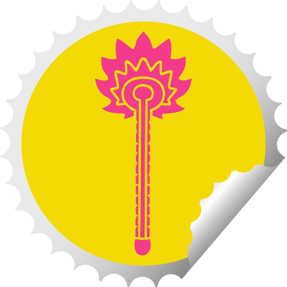 quirky circular peeling sticker cartoon hot thermometer vector