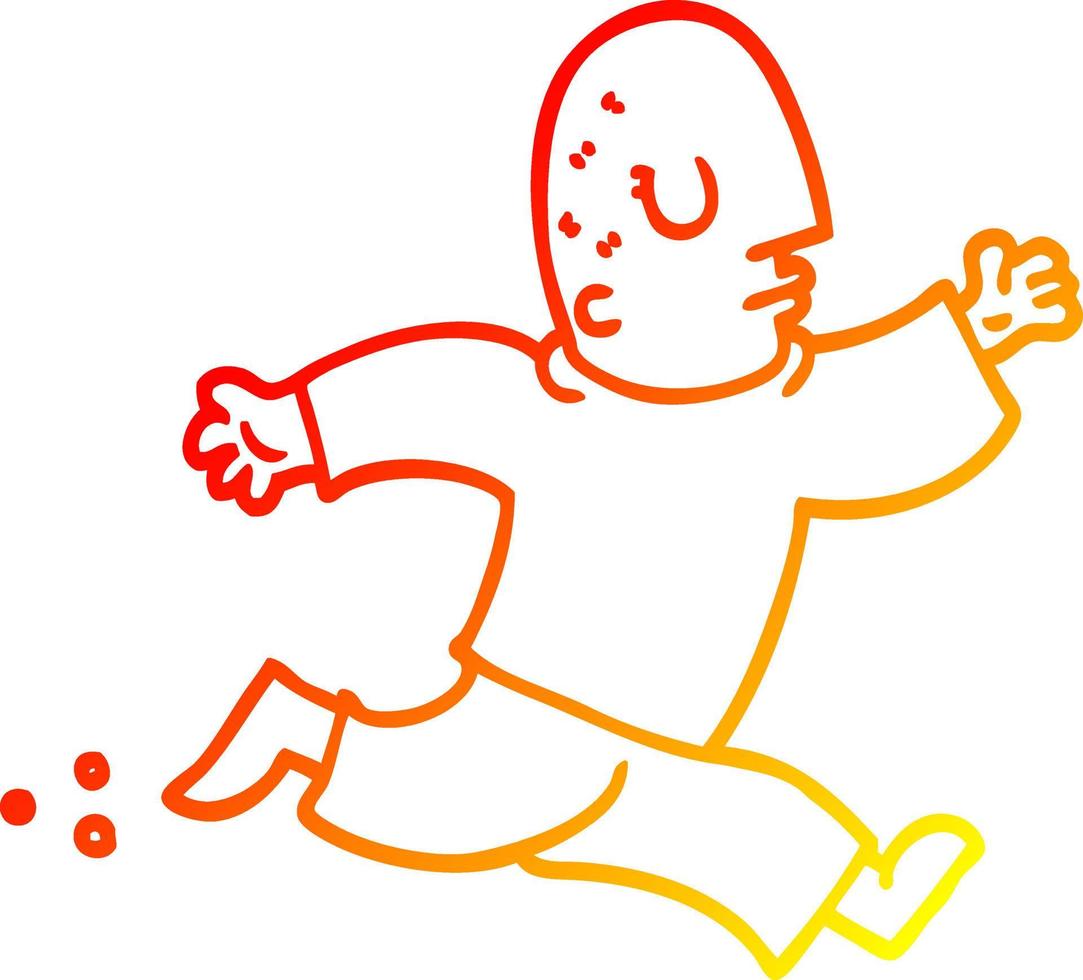 warm gradient line drawing cartoon man running vector