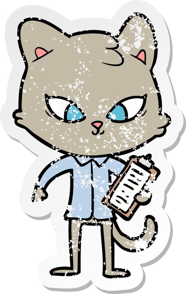 distressed sticker of a cute cartoon cat vector