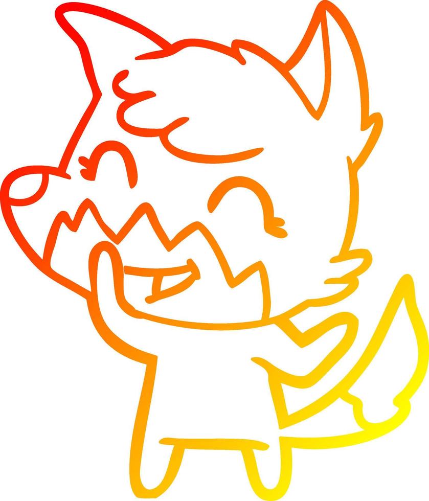 warm gradient line drawing happy cartoon fox vector