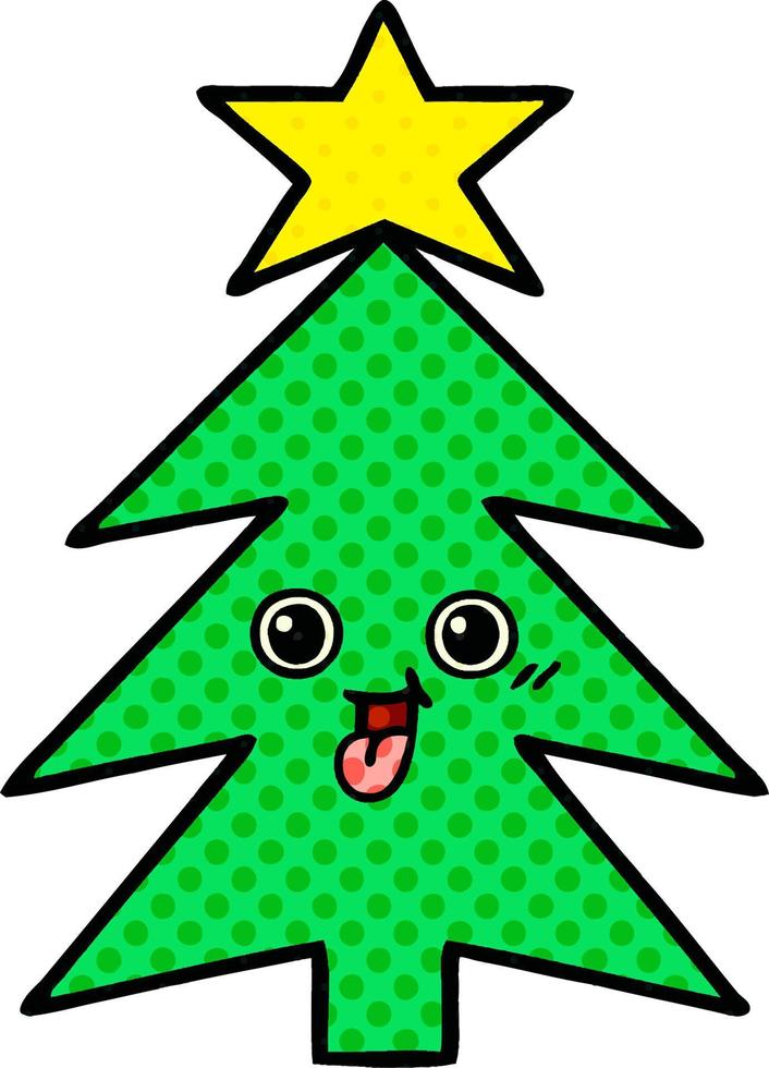 comic book style cartoon christmas tree vector