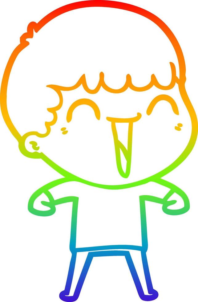 rainbow gradient line drawing cartoon happy man vector