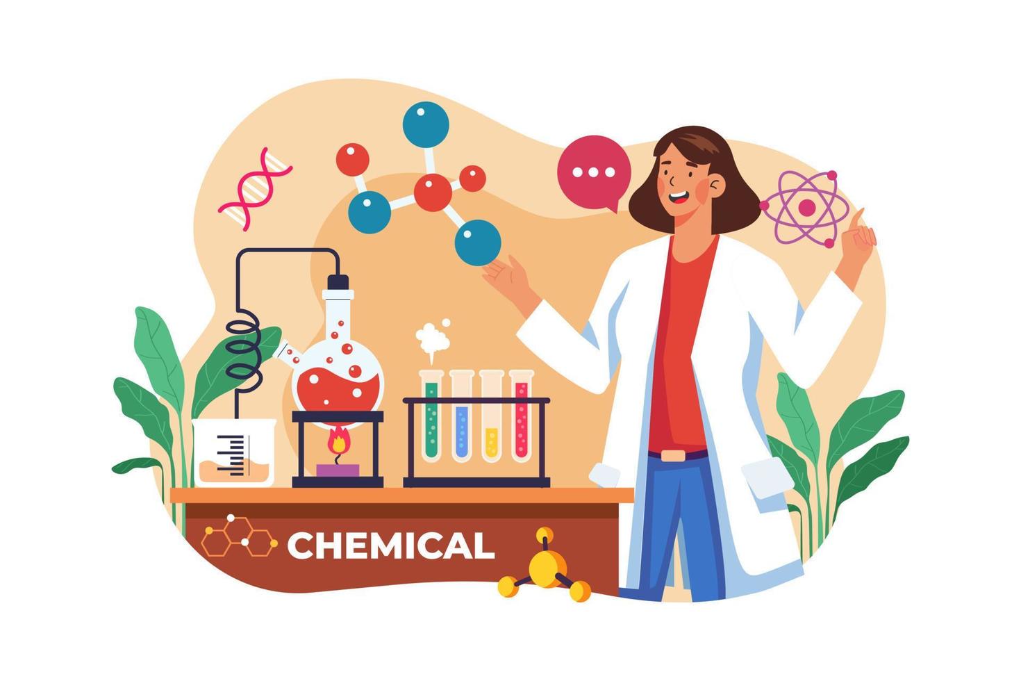 Laboratory assistant doing chemical tests vector