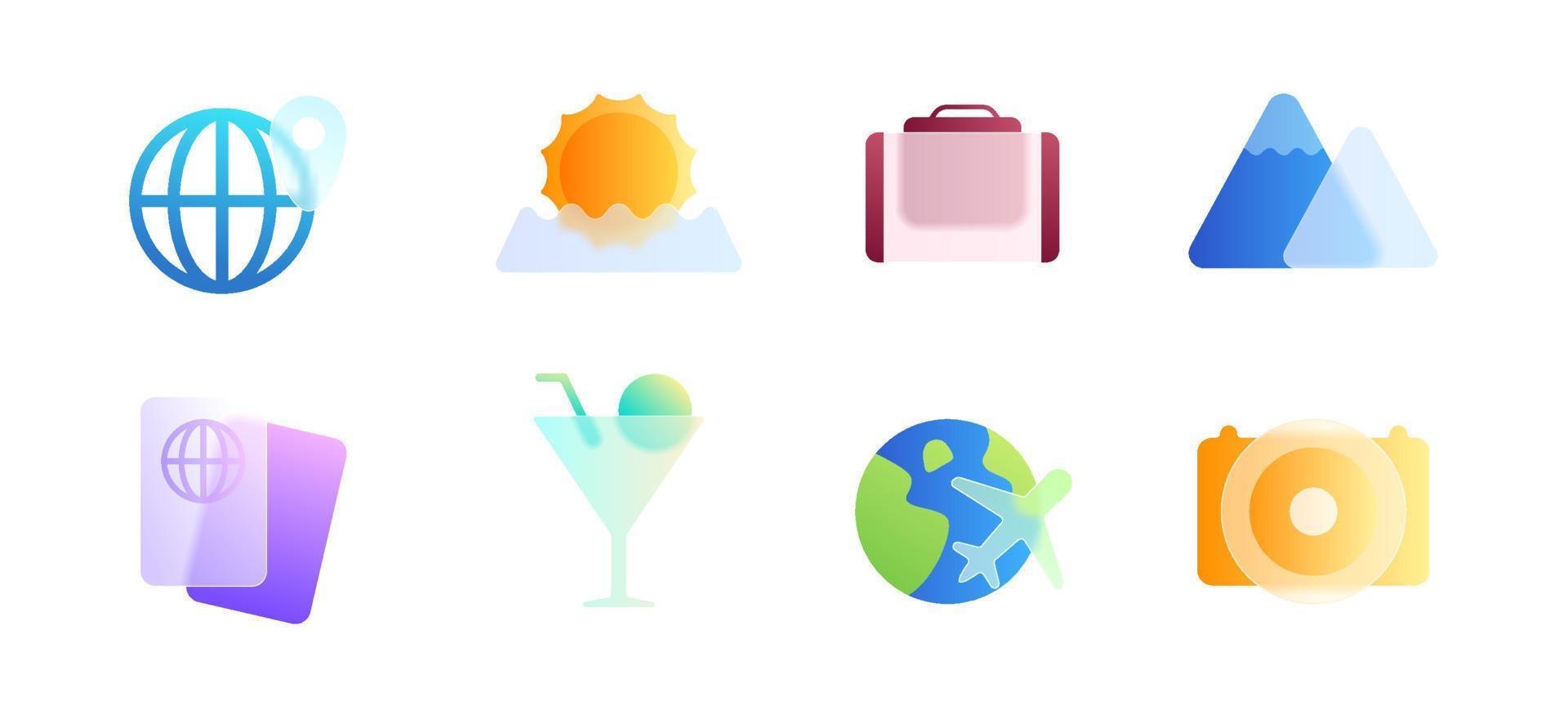 Traveling Glass Morphism Icon vector